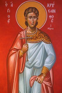 Fresko in der Heilig-Kreuz-Kirche, Pedoulas. Heiliger Chrysanthos, 20150510, Pedoulas, Zypern