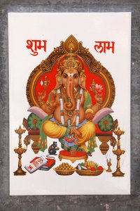 Ganesh-Bild auf einer Keramikfliese, Rishikesh, Indien