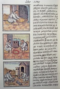 Goldverarbeitung nach der spanischen Eroberung, Seite aus dem Florentiner Kodex, Allgemeine Geschichte der Dinge von Neuspanien, von Fray Bernardino de Sahagun