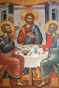 Griechisch-orthodoxe Dreifaltigkeitsikone. Thessaloniki, Griechenland