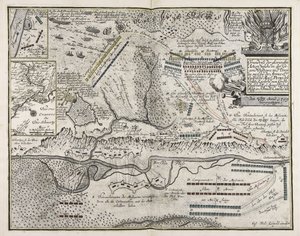 Grundriss der glorreichen Aktion in der Gegend von Pultawa in der Ukraine zwischen der Armee Seiner Zaren Majestät Peter dem Ersten Kaiser von Großrussland und seiner Königlichen Majestät in Schweden Karl XII am 27. Juni-8. Juli anno 1709 von Unbekannter Künstler