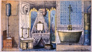 Wohnungsmanagement: Toilette, Badezimmer und Bad, um 1870 von Unbekannter Künstler