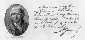Handschrift und Unterschrift von David Garrick