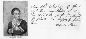 Handschrift und Unterschrift von Edmund Kean