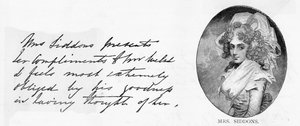 Handschrift und Unterschrift von Mrs. Siddons