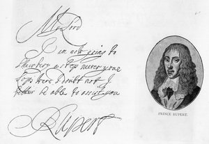 Handschrift und Unterschrift von Prinz Rupert vom Rhein