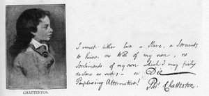 Handschrift und Unterschrift von Thomas Chatterton aus einem Brief an William Barrett als Antwort auf Barretts Vorwürfe gegen Chattertons Selbstmordabsicht