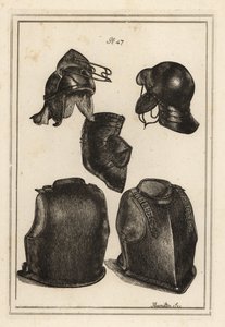 Helm, Brustplatte und Rückenstück, getragen von Roundhead-General Robert Greville, Lord Brooke, als er in Lichfield getötet wurde