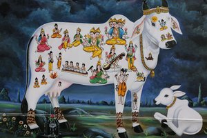 Hindu-Malerei. Heilige Kuh und Kalb. Indien von Unbekannt