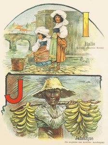 I J: Italien, Jamaika - ABC der zwei Welten. Emile Guerin, Verleger, Paris, um 1900. Maße: 27,5 x 21,5 cm