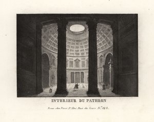 Innenansicht des Pantheon mit der Kassettendecke und dem Oculus, Rom von Unbekannt