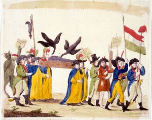 Italienische Illustration, die die Französische Revolution 1795 darstellt