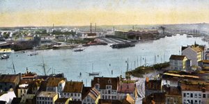 Kiel, Deutschland - Blick auf die Werft von der Nicolaikirche von Unbekannter Künstler