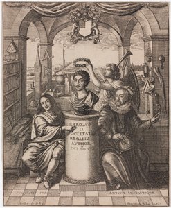 König Karl II., Viscount Brouncker und Francis Bacon von Unbekannt