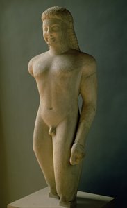 Kouros, griechisch, aus Paros, nahe dem Heiligtum des Asklepios, ca. 540 v. Chr. von Unbekannt