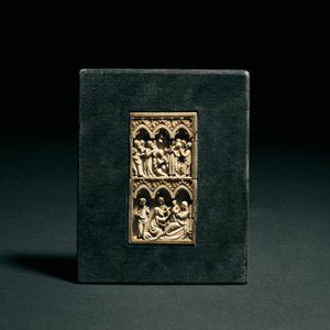 Linker Flügel eines Diptychons mit der Himmelfahrt und der Anbetung der Heiligen Drei Könige