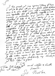 Brief von Sir Isaac Newton an William Briggs, M.D., geschrieben vom Trinity College, Cambridge, 20. Juni