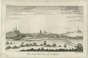 Lichfield - Südwestansicht: Radierung, nd [ca. 1764]