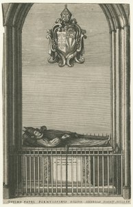 Lichfield Cathedral - Bischof Hacketts Denkmal: Gravur, undatiert [?spätes 17. Jahrhundert] von Unbekannt