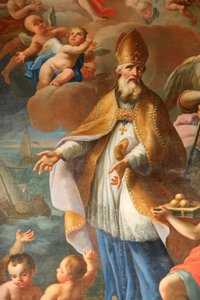 Leben des Heiligen Nikolaus, Bischof von Myra. Kirche St. Nicolas de Veroce, Saint-Nicolas de Veroce, Frankreich von Unbekannt