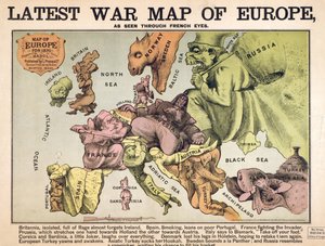 Karte von Europa, die die rivalisierenden Supermächte charakterisiert von Unbekannter Künstler