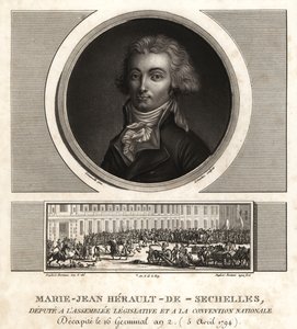 Marie-Jean Herault de Sechelles (1759-1794), französischer Richter und Politiker, während der Schreckensherrschaft guillotiniert