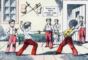 Waffenmeister. Gravur in "Alphabet militaire enfantin". Bildgebung von Pont-a-Mousson, um 1890. 20 Seiten. von Unbekannt