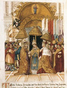 Treffen zwischen Friedrich Barbarossa und Papst Alexander III. im Dogenpalast in Venedig im Jahr 1177 von Unbekannter Künstler