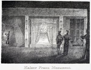 Salzmine: unterirdisches Denkmal für Kaiser Franz, am Eingang zur Mine, in Durrnburg, Österreich