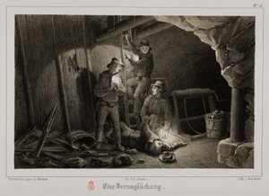 Bergbau, Metall Erze Bergbauunfall, Deutschland, ca. 1851