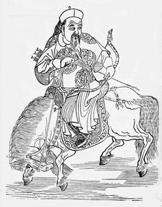 Mongolischer Bogenschütze zu Pferd (Gravur)