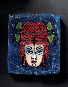 Mosaikeinlage einer neuen Komödie Maenad Maske, römisch-ägyptisch, ca. 1. Jahrhundert v. Chr. von Unbekannt