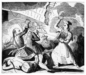 Mrs Ching mit einem Schwert, ca. 1810 (Gravur)