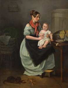 Mutter mit ihrem Kind auf dem Schoß von Unbekannter Künstler