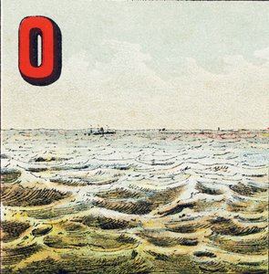 O: Ozean. Unermessliche Wasserfläche, die die Erde umgibt. Das Wasser des Ozeans ist salzig; der Mensch kann es nicht trinken - Gravur aus Alphabet geographique. Guerin-Muller et Cie, Verleger, Paris von Unbekannt