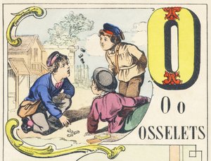 O: osselets - Spiele Alphabet, ca. 1890 von Unbekannt