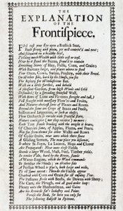 Titelseite und Erklärung in Gedichtform der 4. Ausgabe von Systema agriculturae: das Geheimnis der Landwirtschaft entdeckt von John Worlidge (aktiv 1669-1698), veröffentlicht in London 1697