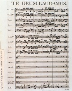 Seite der Partitur von Te Deum von G. F. Händel von Unbekannter Künstler