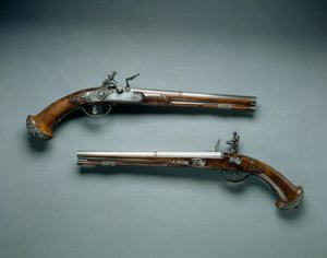 Paar Steinschlosspistolen, Laufmacher Lazarino Cominazzo, Schlossmacher Gio Borgognone, ca. 1690-1700