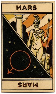 Paranormal. Astrologie. Mars (Planet). Astrologische Karte aus: Le Tarot Astrologique, von Georges Muchery, Frankreich