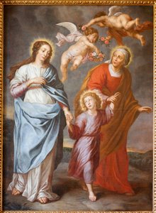 Pfarrkirche Sint-Dionysius van Lede. Innenansicht. Nordschiff. Der Altar. Die Heilige Familie. von Unbekannter Künstler