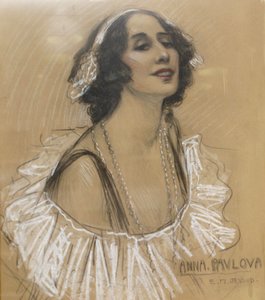 Pastellzeichnung der russischen Balletttänzerin Anna Pavlova im London Jewish Cultural Centre, London, UK
