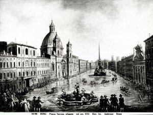 Piazza Navona in Rom, Druck 17. Jahrhundert in Rom von Unbekannt