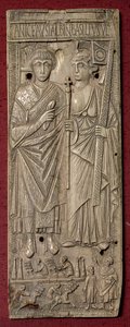 Plakette, die Basiliscus, Kaiser des Ostens (gest. 478) mit einem Wagenrennen darunter darstellt, Römisch, 480 n. Chr. von Unbekannt