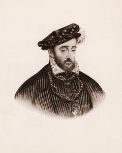 Porträt des Königs von Frankreich Heinrich II (1519-1559) Gravur des 19. Jahrhunderts von Unbekannter Künstler