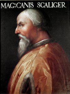 Porträt des Herrn von Verona Can Francesco della Scala genannt Cangrande I (1291-1329) Anonymes Gemälde. Galleria degli Uffizi (Offices), Raccolta Gioviana