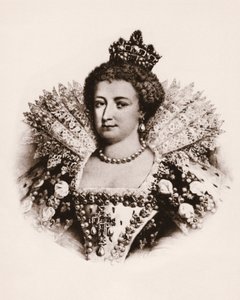 Porträt der Königin von Frankreich Marie de Medicis (1576-1642) Gravur des 19. Jahrhunderts von Unbekannter Künstler