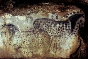Prähistorische Höhle von Pech Merle/Fleckpferde und negative Hände/25.000 Jahre/Cabrerets/Lot/Midi Pyrenees/Frankreich.