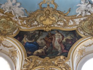 Psyche bei Schäfern. Gemälde von Charles Joseph Natoire (1700-1777)