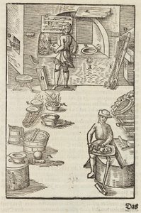 Reinigung des Silbererzes durch Feuer - Gravur aus Beschreibung der Erze und der wichtigsten Methoden des Bergbaus, von Lazarus Ecker von Unbekannt